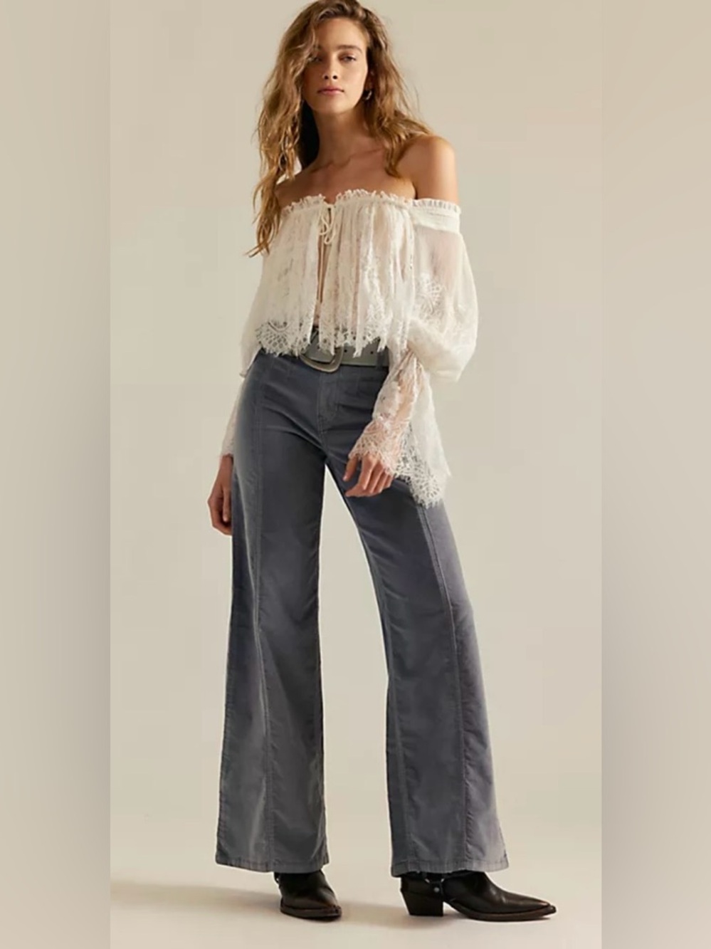 NWT FREE PEOPLE WE THE FREE LIBRE CORD WIDE LEG JEANS MOCKINGBIRD